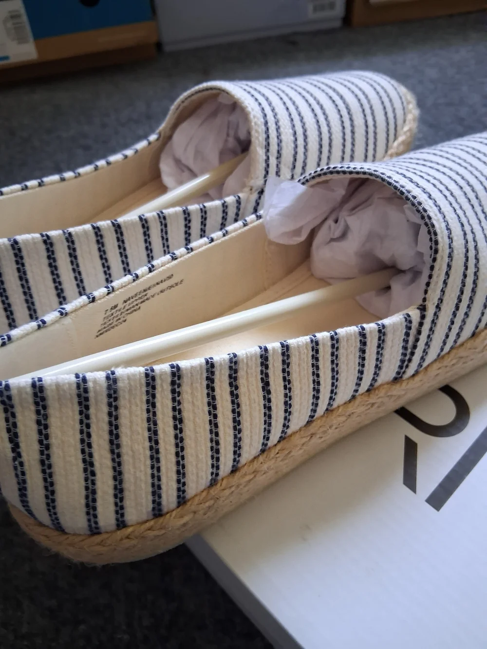 Esprit Striped Canvas Espadrilles - Navy & Cream